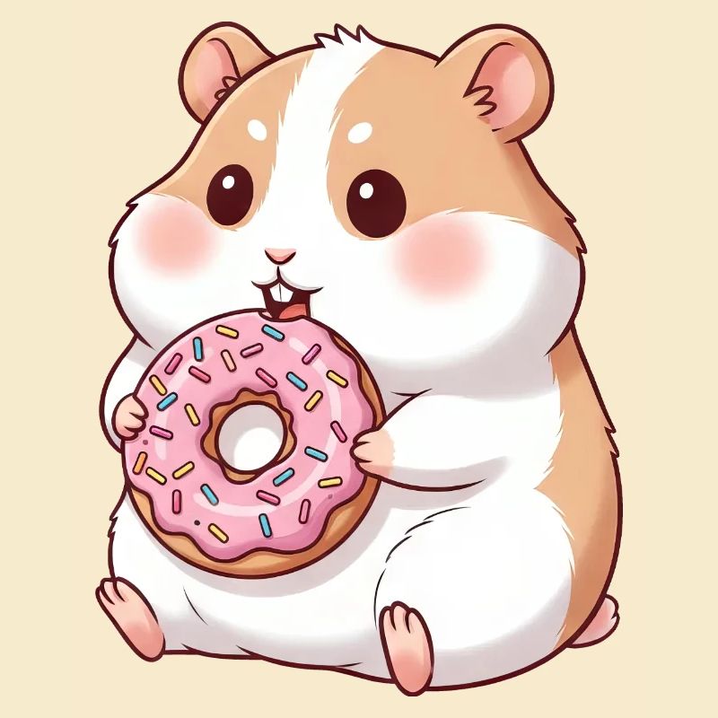 hamster mignon et cochon d’Inde dessin animé beignet