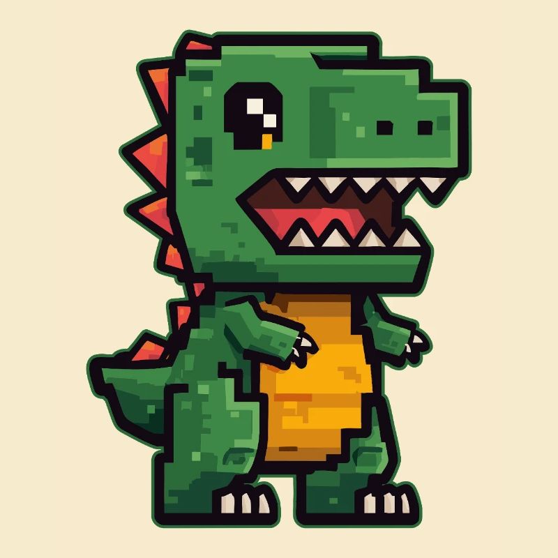 Mignon dino pixel au look rétro