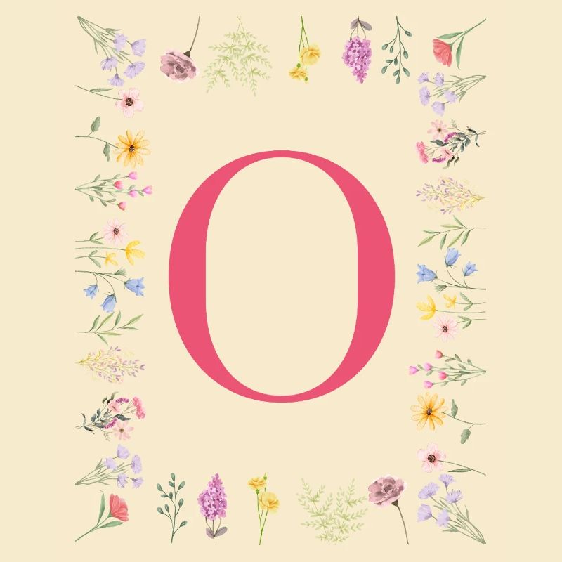 Initiales florales « O », lettres monogrammes