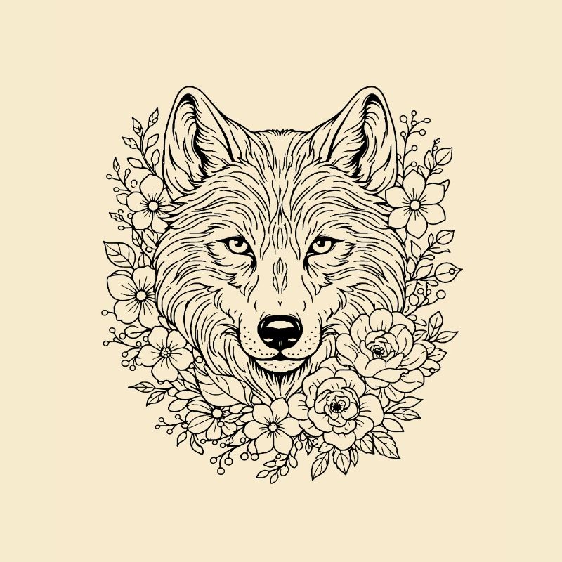 Sacred Wolf Geometry Art