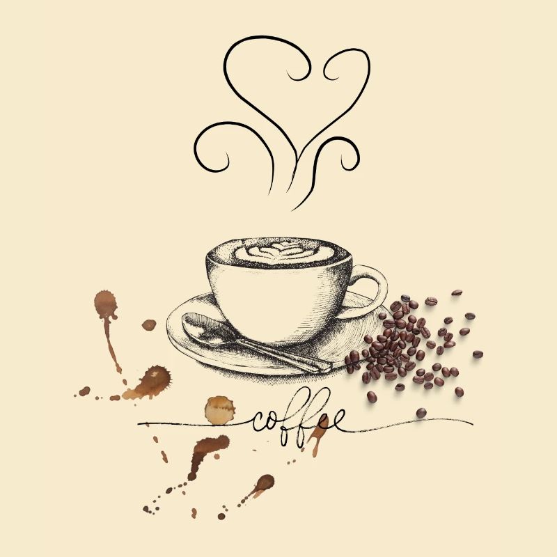Kaffeetasse und Bohnen Design