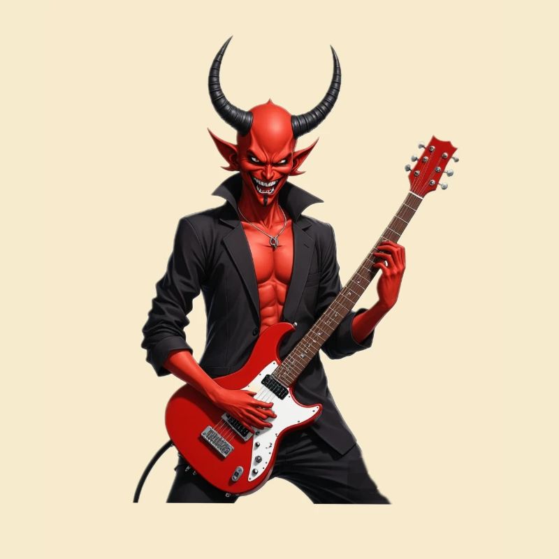 Teufel mit roter E-Gitarre