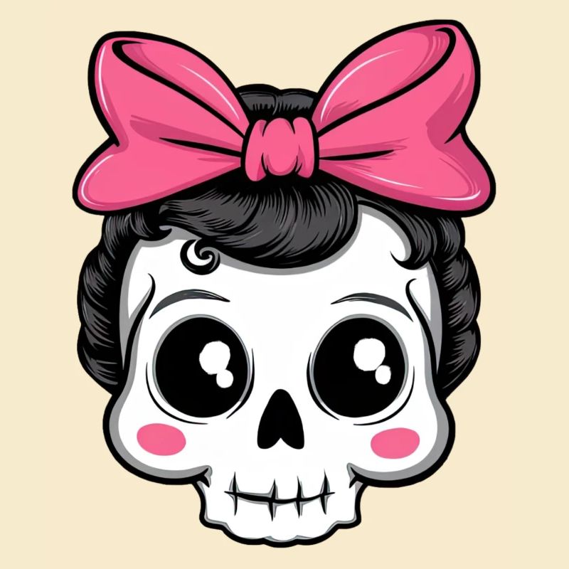 Cute 60s Rockabilly Skull