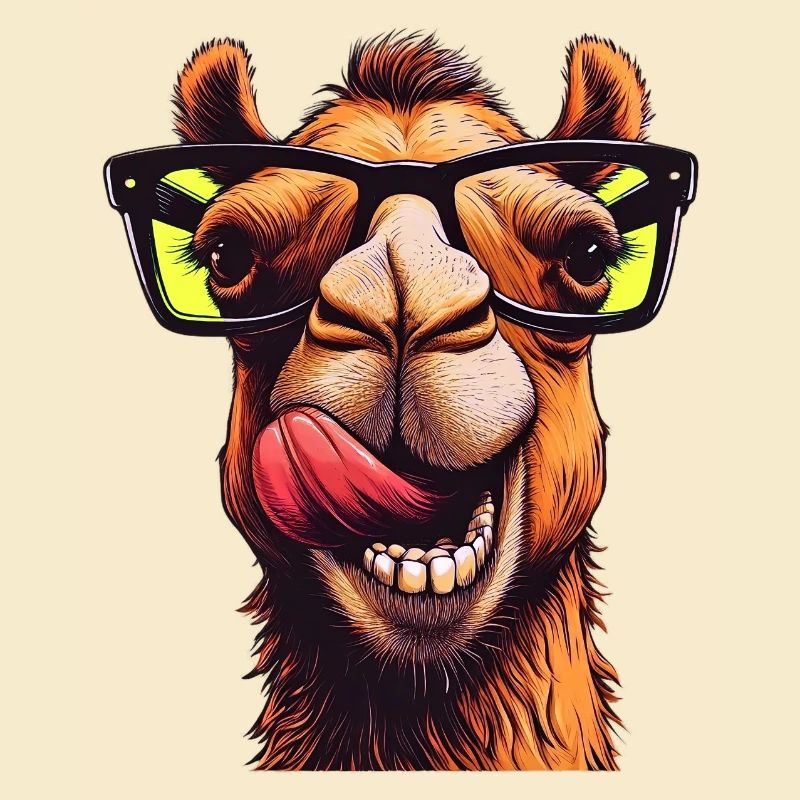 Camel avec lunettes de soleil
