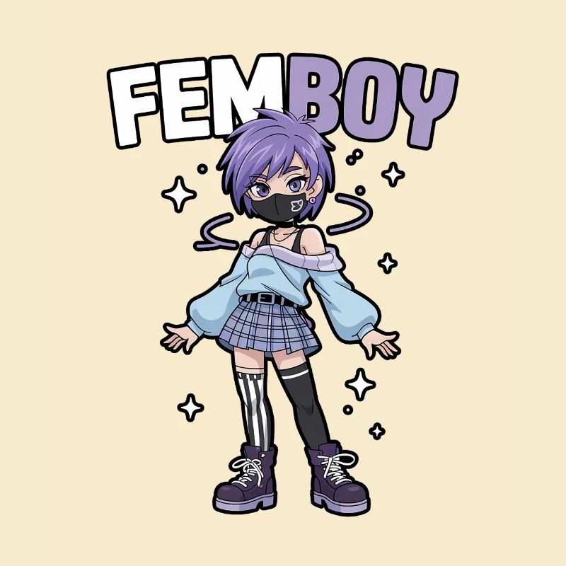 Femboy in emo look with glitter