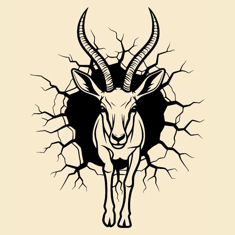 Illustration noir-blanc de la percée murale antilope
