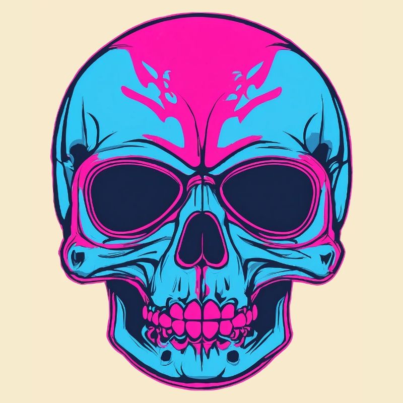 Neon Schädel Pink Blau