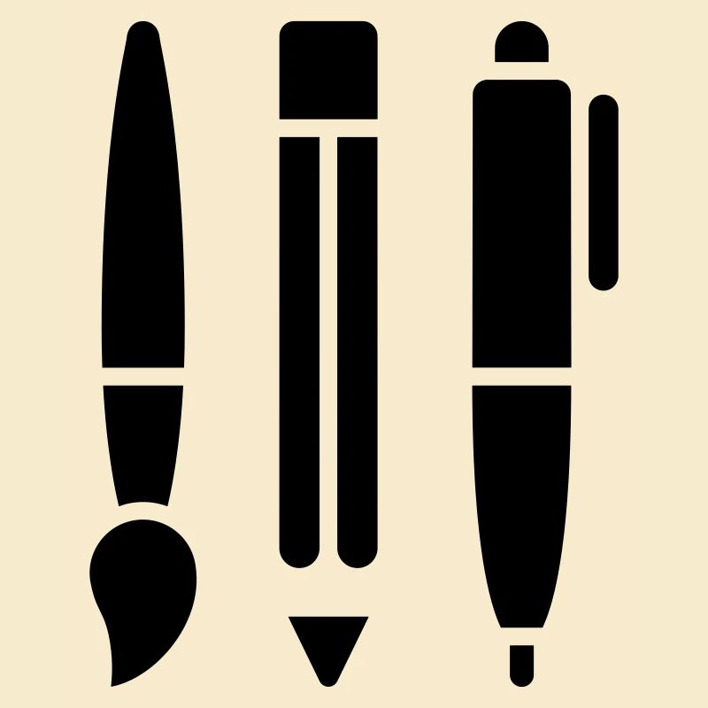 Pinsel, Bleistift und Stift - Kunst Symbol