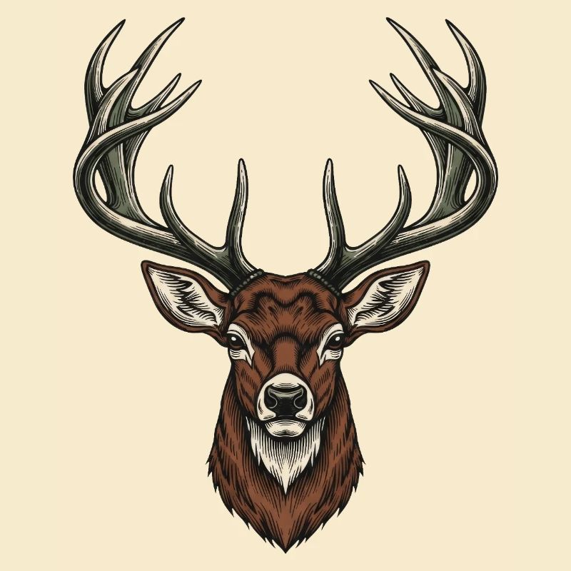 Stag Head Vintage Engraving
