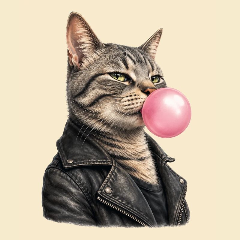 Chat cool avec une veste en cuir
