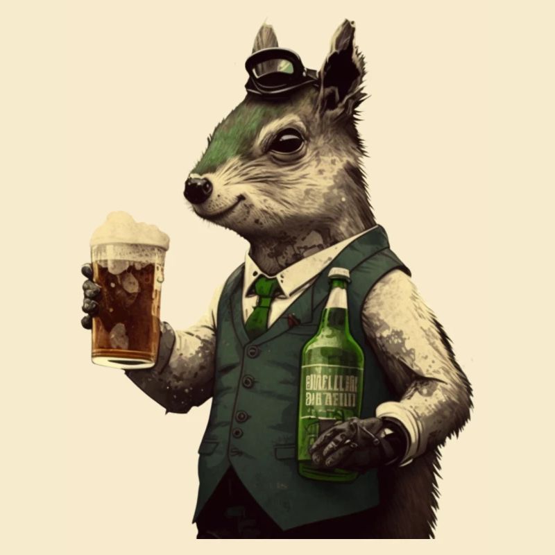 schickes Eichhörnchen Gentleman mit Bier
