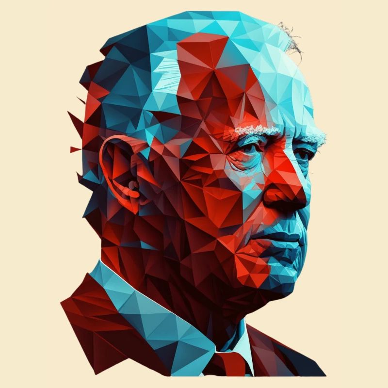 Joe Biden Low Polygon Red Blue Graphic Design