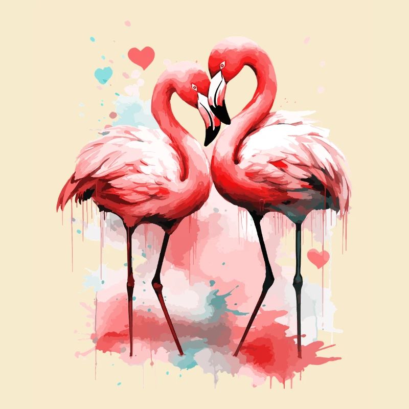 Flamingo Liebe Herz Vogel Exotisch Sommer Rosa