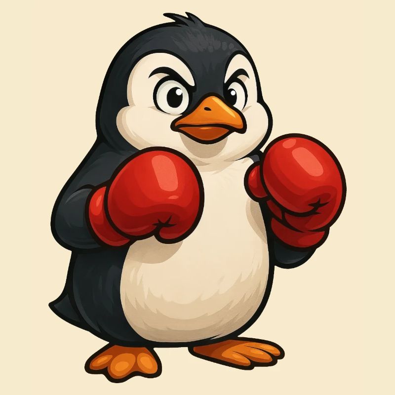 Cool pingouin boxer se bat dans la conception de dessin animé