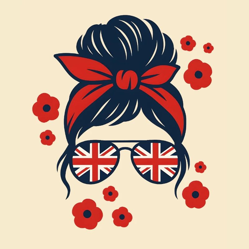 Brit Pop Sonnenbrille mit Blumenmuster