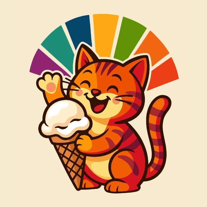 Regenbogen Katze Eisbecher Freude