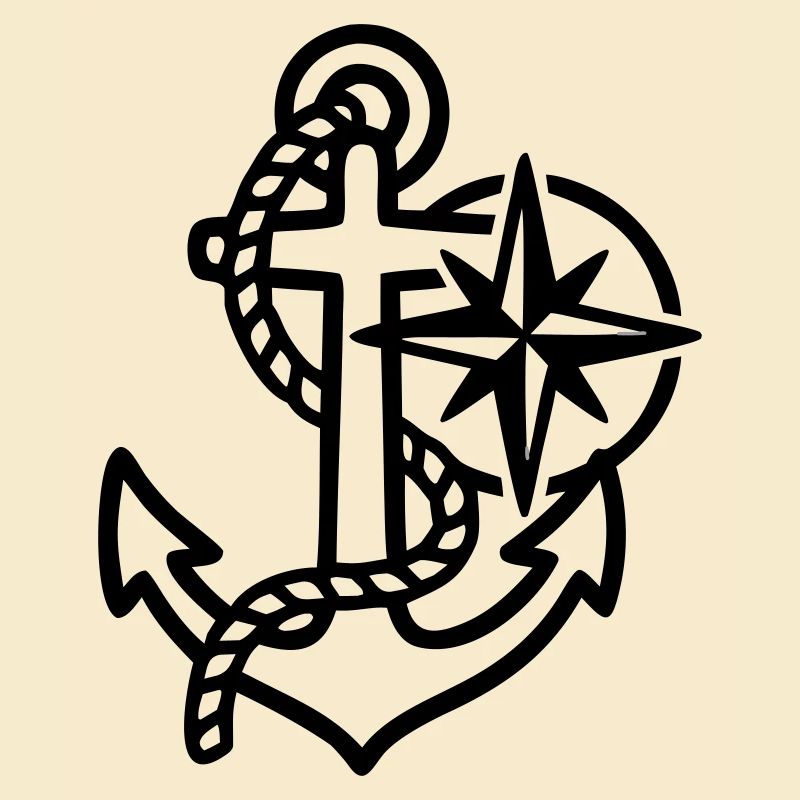 Anchor Wind Rose Maritime Logo