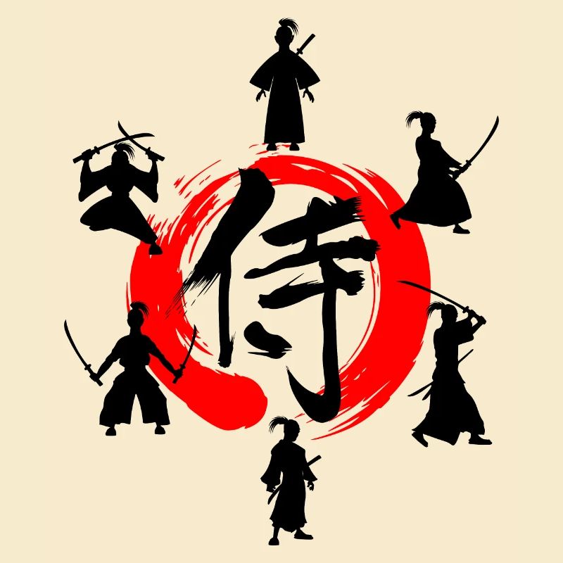 Enso zen circle with Samurai