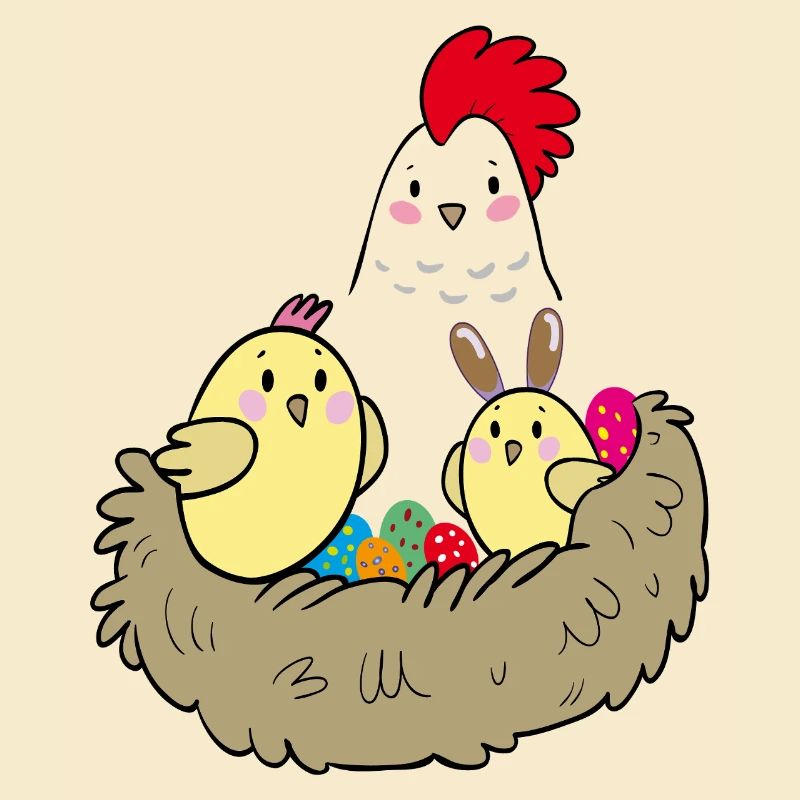 Happy Easter chicks in the nest