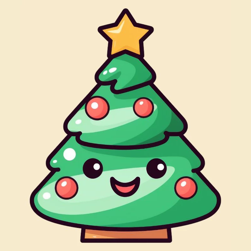 Conception de dessin animé d’arbre de Noël kawaii