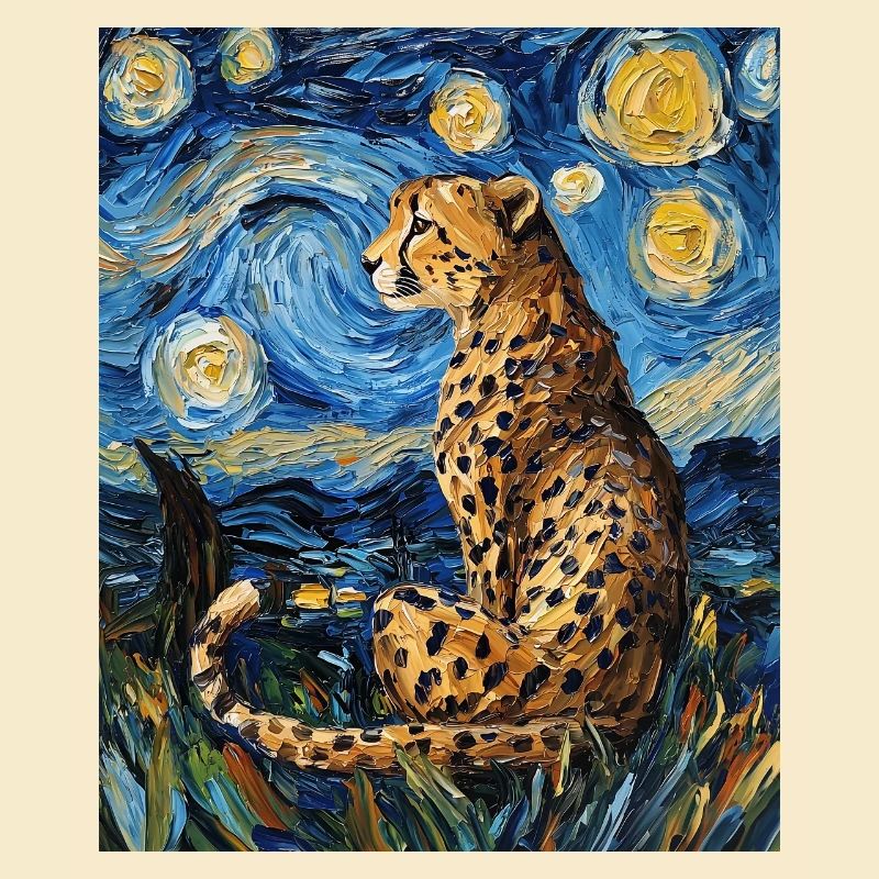 Guépard Léopard Style Van Gogh Étoilé