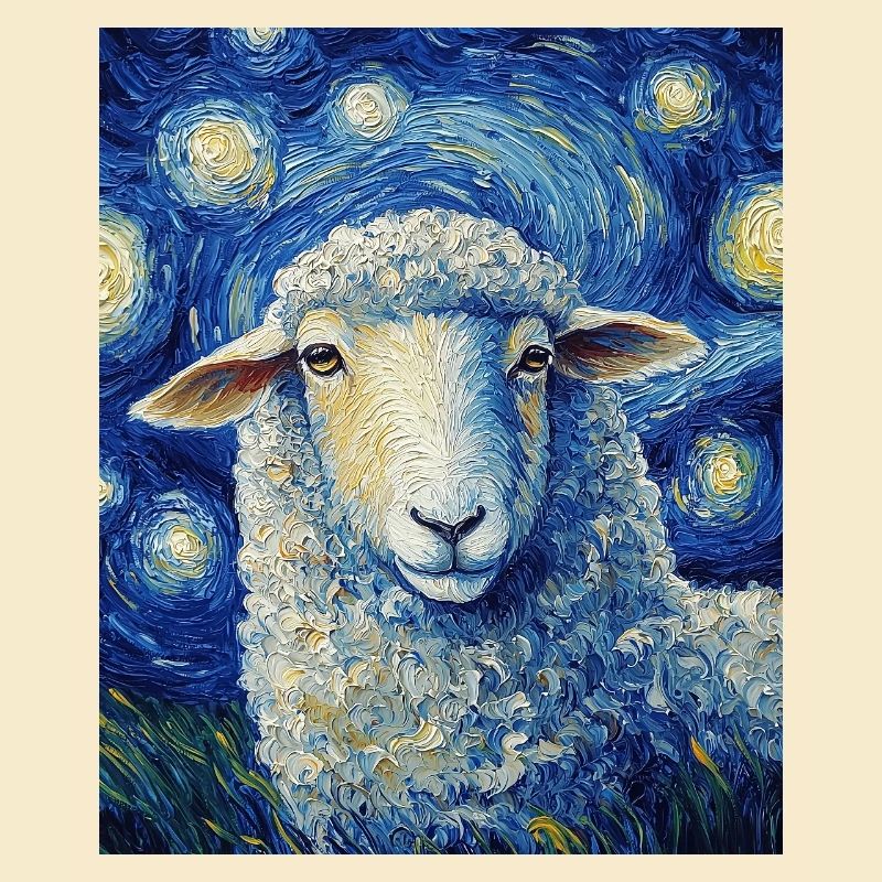 Schaf Van Gogh Style Starry Night