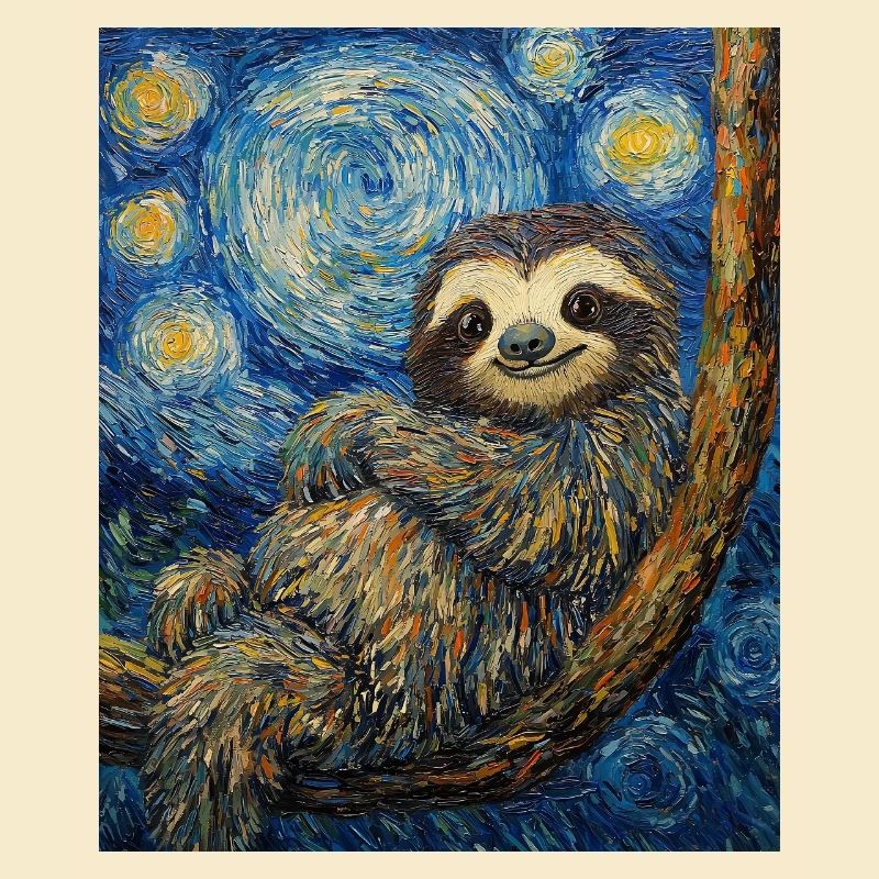 Faultier Van Gogh Style Starry Night