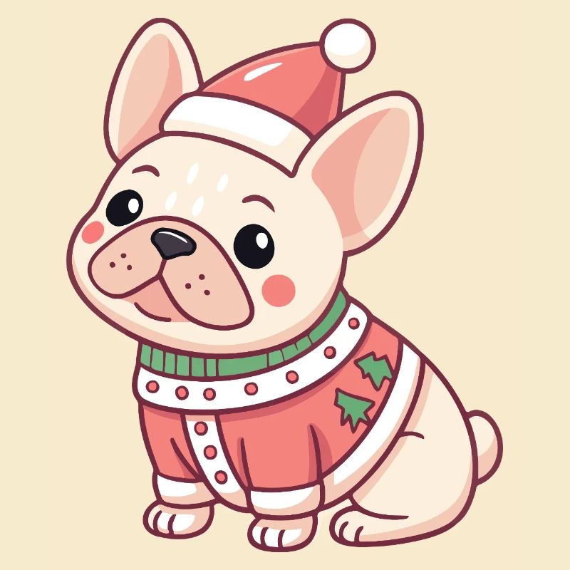 Chiot Noël en pull rouge