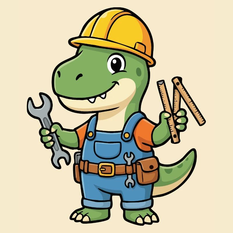 Dino construction worker with tools
