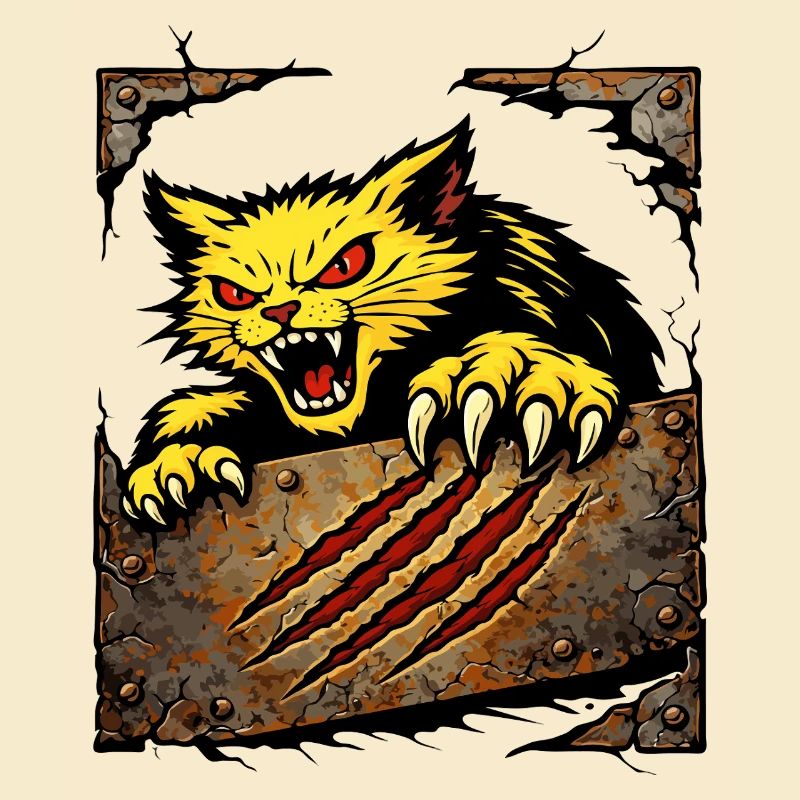 Ferocious Cat Scratch Attack Illustration