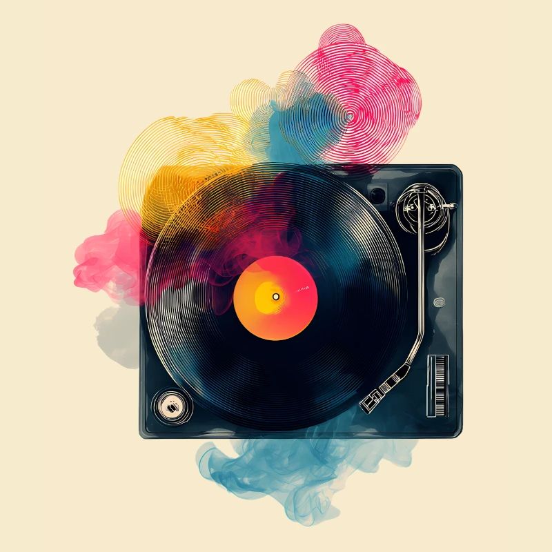 Design de platine vinyle en vinyle à splash couleur