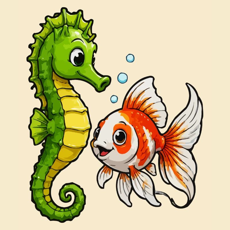 Poisson rouge hippocampe des Amis sous-marins