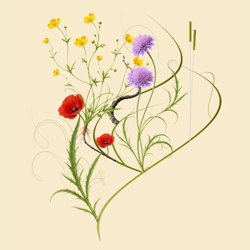 Wildblumen Wiese Botanisches Design 