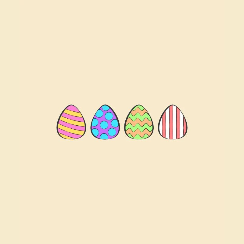 4 colorful Easter eggs