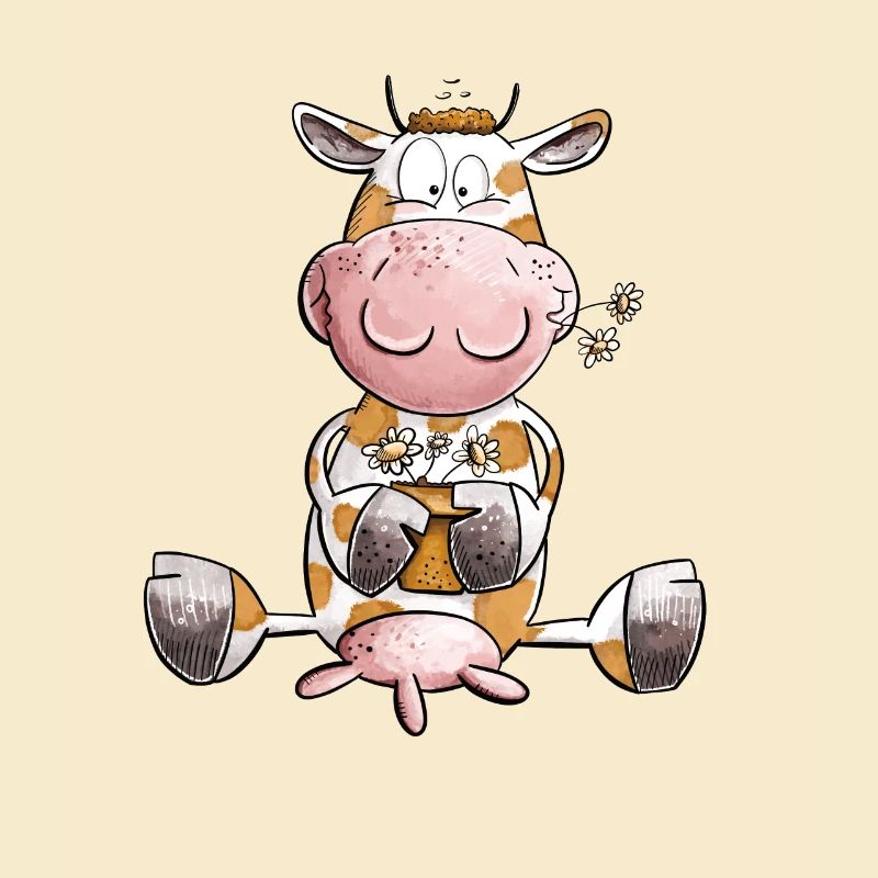 Vache avec des fleurs