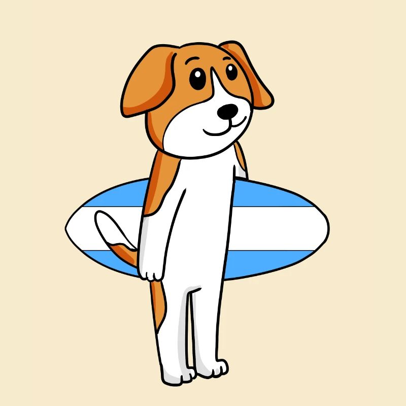 Surfboard Hund Beagle Surfen Geschenk