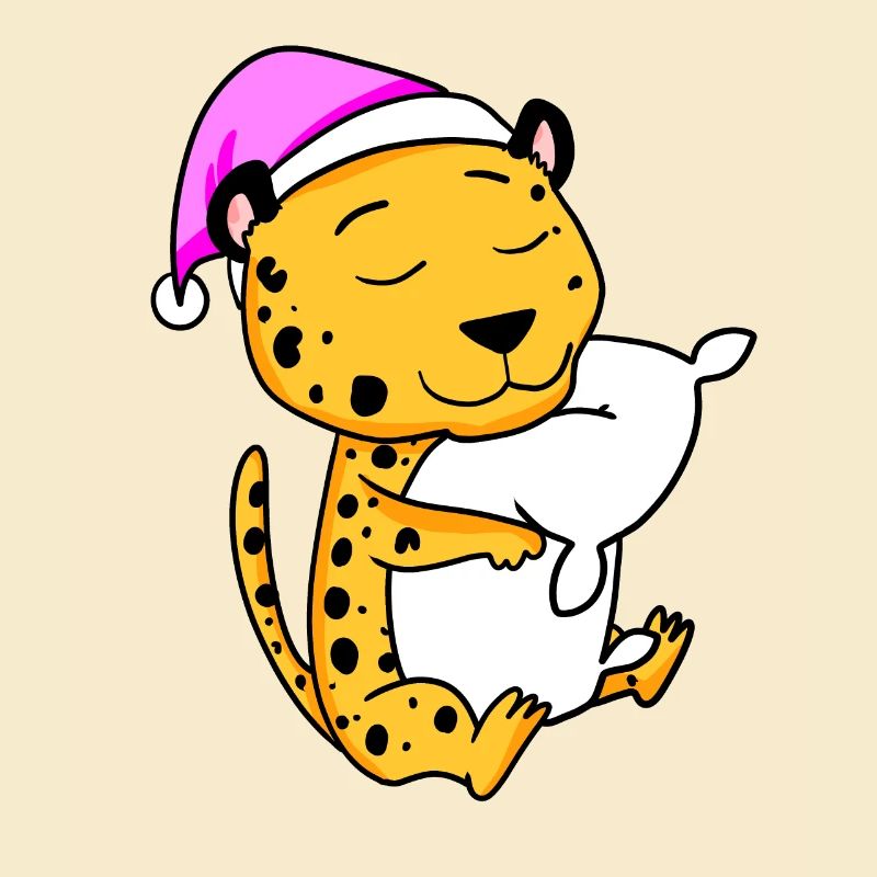 Guépard avec oreiller et bonnet de couchage