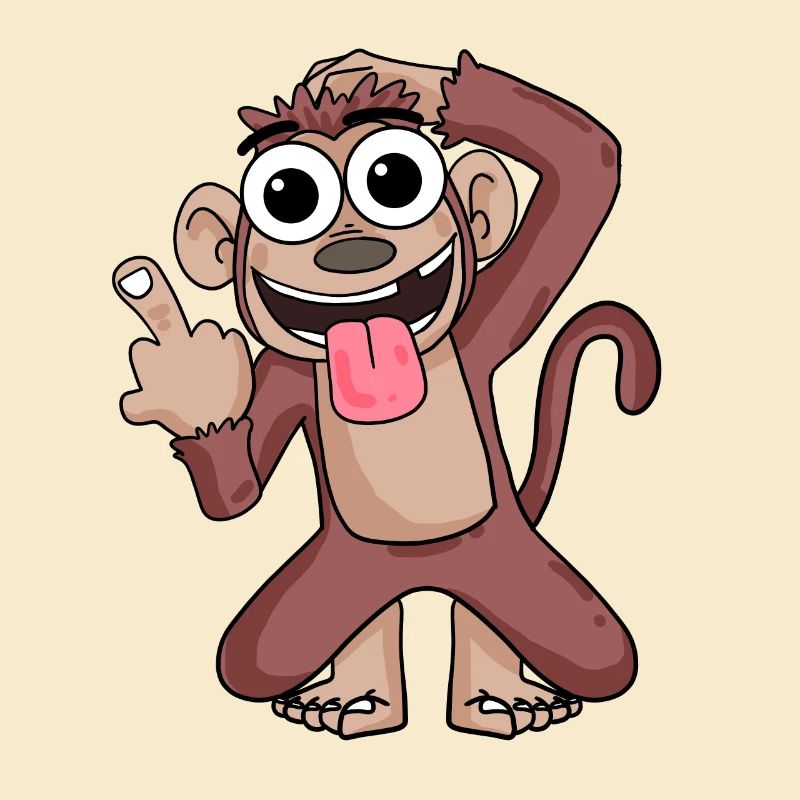 Affe, der Mittelfinger zeigt
