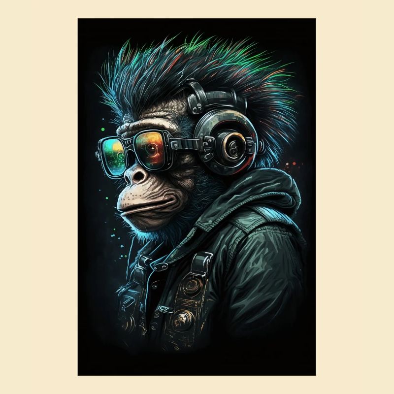 Punk Monkey mit Kopfhörern