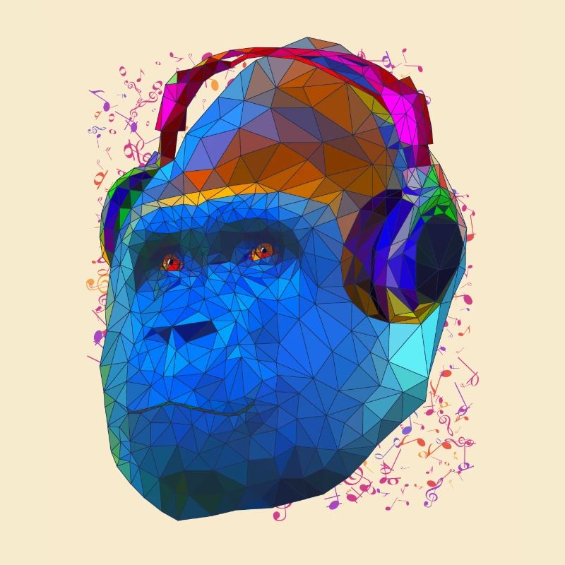 Gorille avec casque Low Poly Pop Art