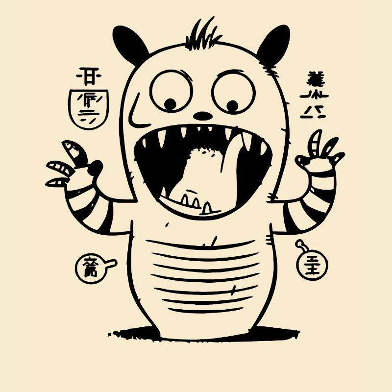 Weird Striped Cat Creature with Anime Magic