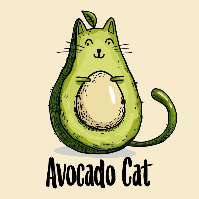 Avocado Cat Katzen Vegetarier Geschenk
