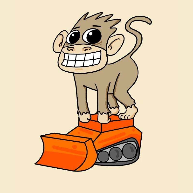Affe Bagger Baggerfahrer Motiv