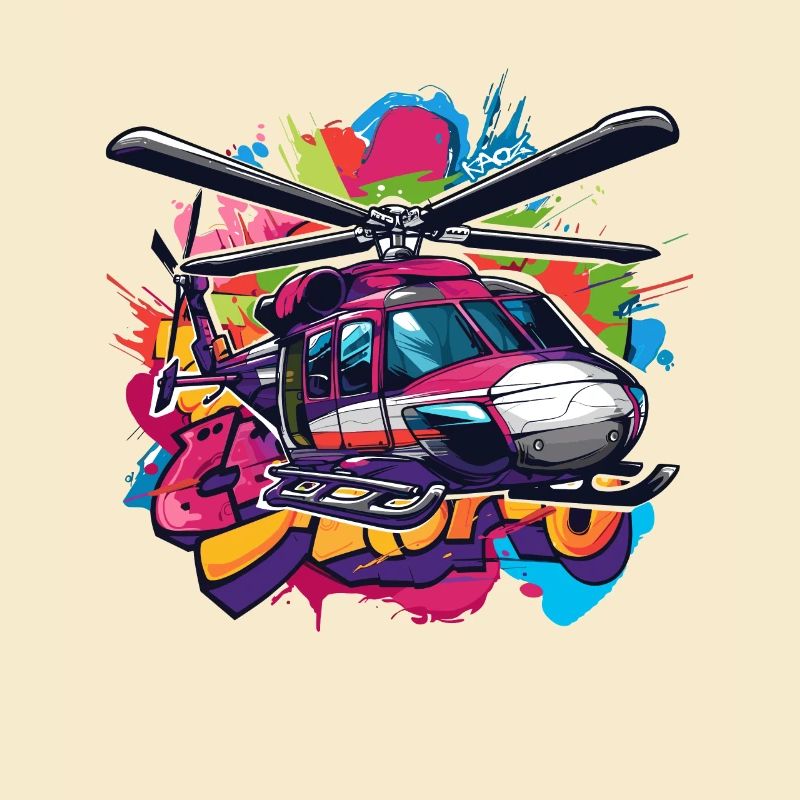 A colorful graffiti helicopter