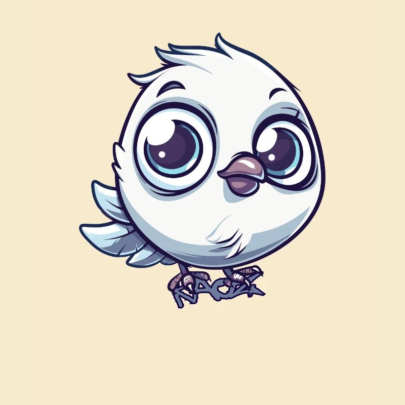 Oiseau chibi de dessin animé super mignon avec de grands yeux
