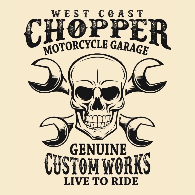 Skull Biker Saying West Coast Chopper