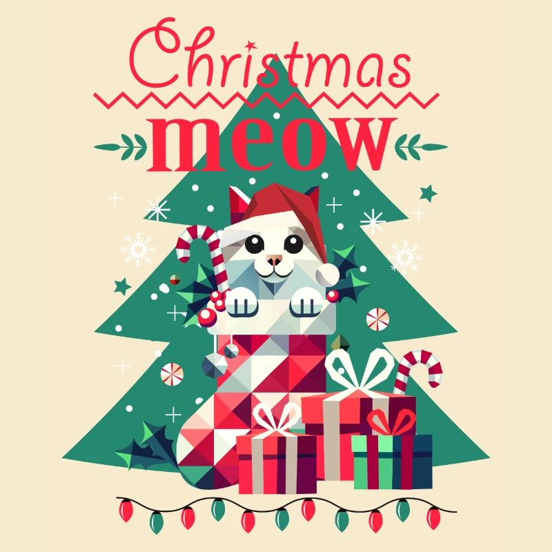 Chat espiègle en bas - Style de Noël laid