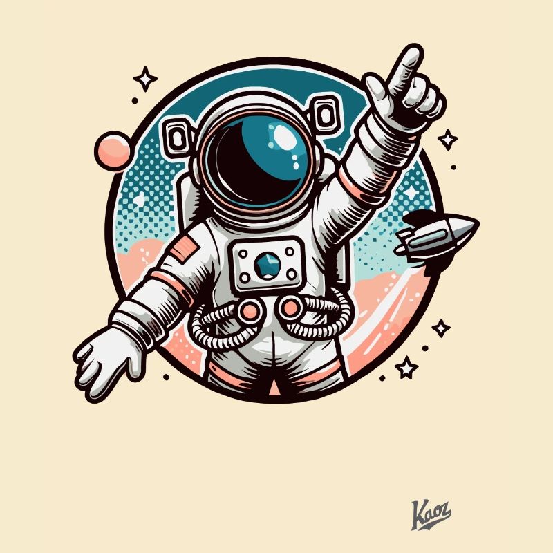 Astronaut points to the galaxy