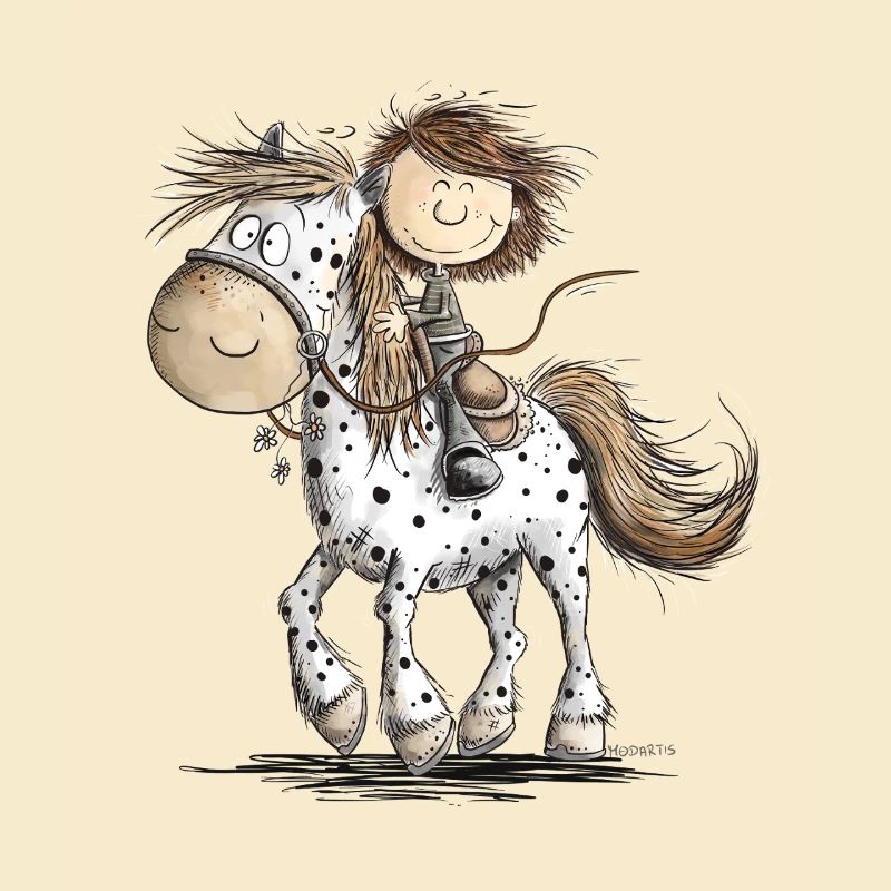 Cheval drôle avec cavalier cheval de dessin animé