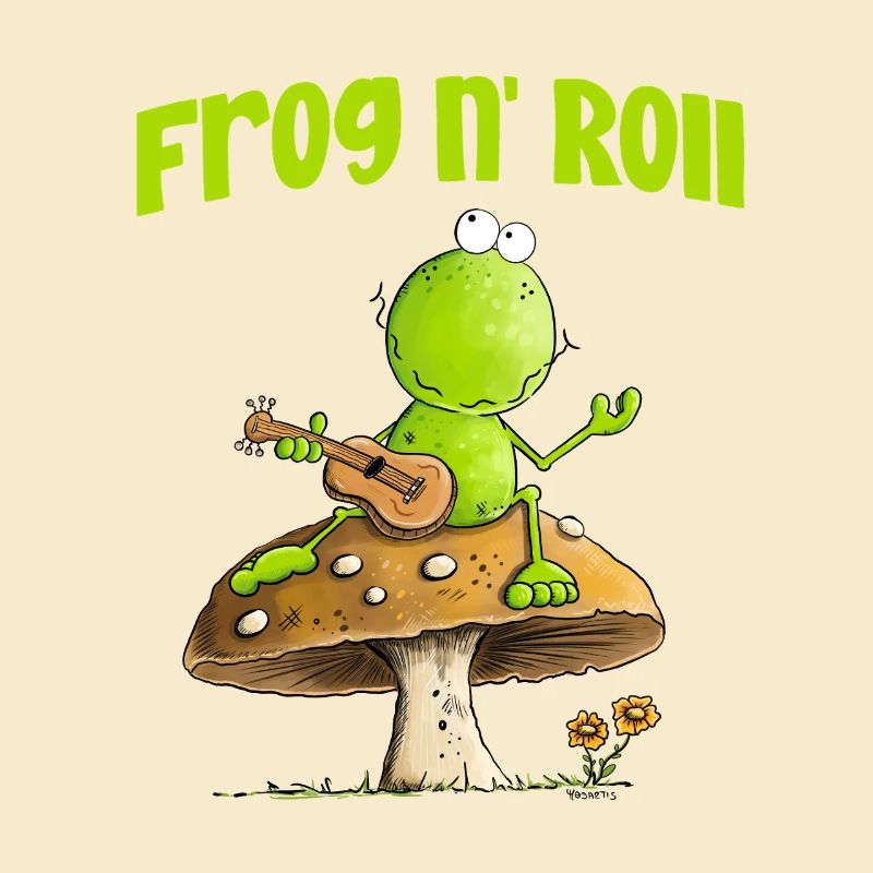 Frog With Activity Guitar Cottagecore Mushroom